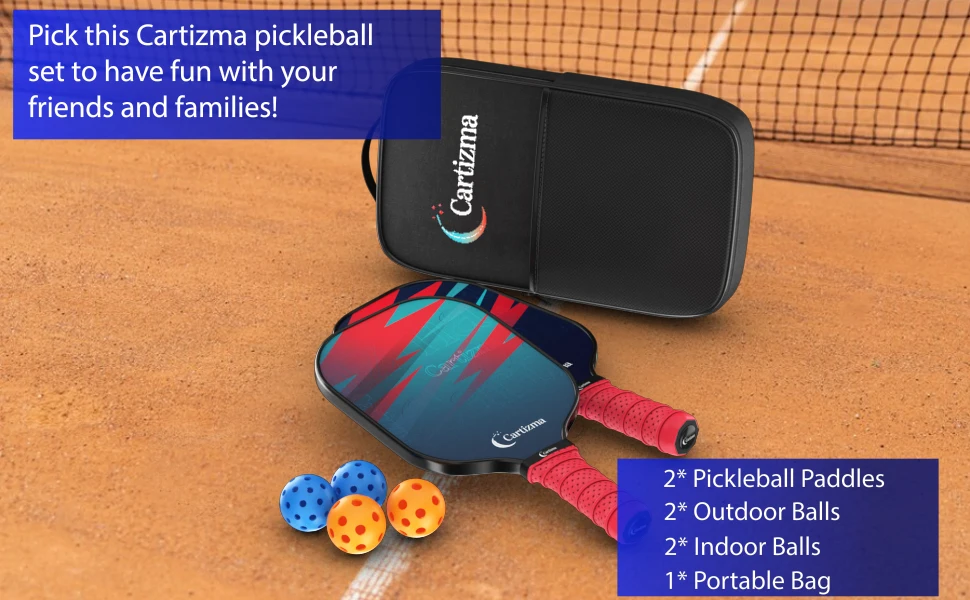 Pickleball paddles and balls with different material compositions.